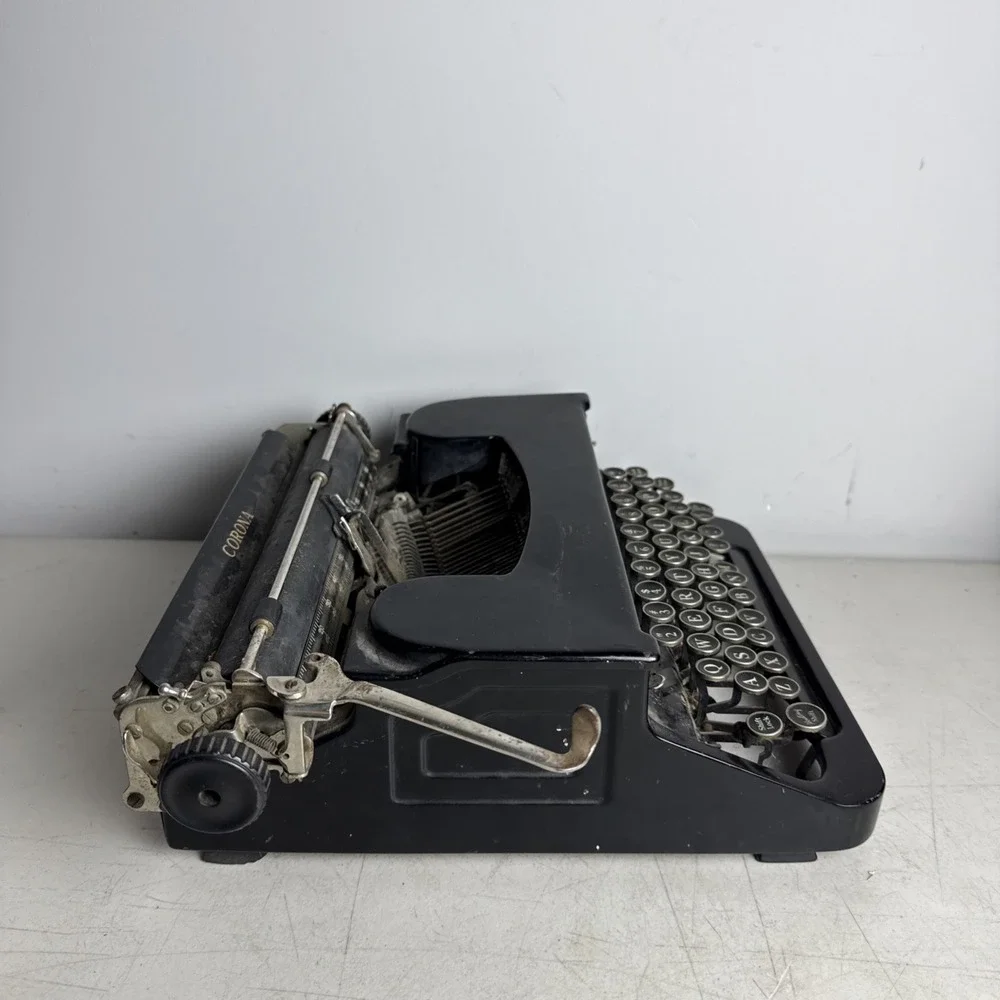 1930's Corona Standard Flat Top Glossy Black Typewriter UNTESTED For Parts